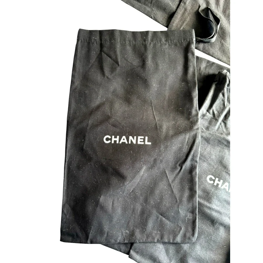 10 CHANEL dust bags shoe sizes black with white logo 100% authentic excellent